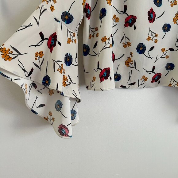 Carmen Marc Valvo Bell Sleeve Floral Blouse - Size 14 XL - Picture 5 of 8